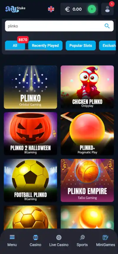 Znaleźć Plinko game w katalogu gier